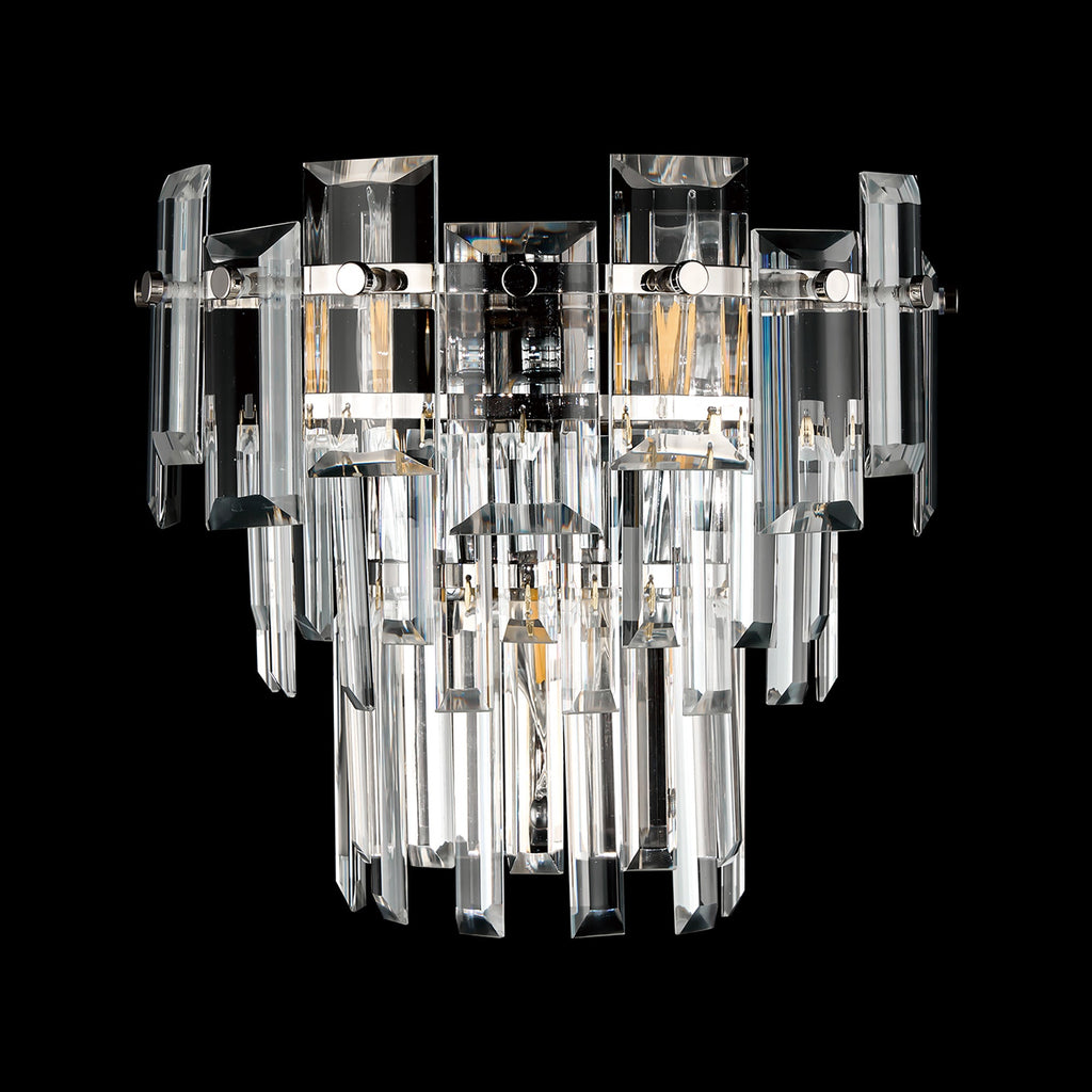 Luminosity Designs Ltd - Georgia Wall Lamp 2 Light E14, Polished Nickel and Faceted Glass in a Choice of 3 Colours. - Luminosity Designs Ltd