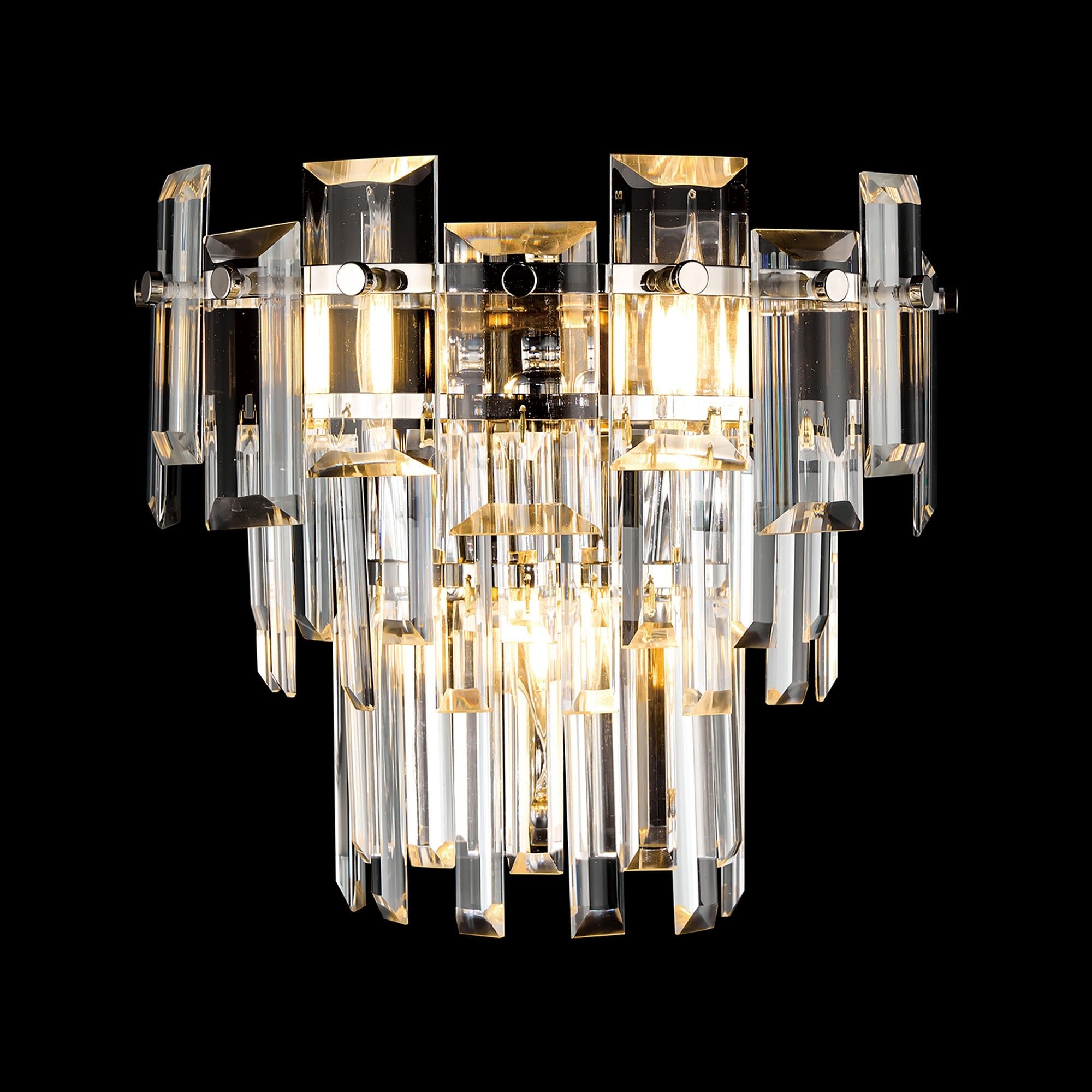 Luminosity Designs Ltd - Georgia Wall Lamp 2 Light E14, Polished Nickel and Faceted Glass in a Choice of 3 Colours. - Luminosity Designs Ltd