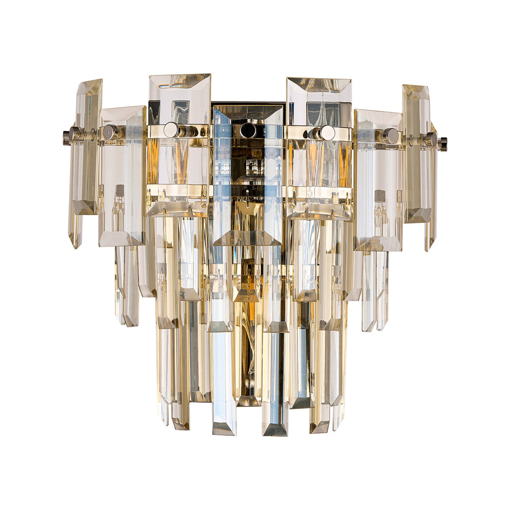 Luminosity Designs Ltd - Georgia Wall Lamp 2 Light E14, Polished Nickel and Faceted Glass in a Choice of 3 Colours. - Luminosity Designs Ltd