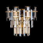 Georgia Wall Lamp 2 Light E14, French Gold and Faceted Glass in a Choice of 3 Colours.