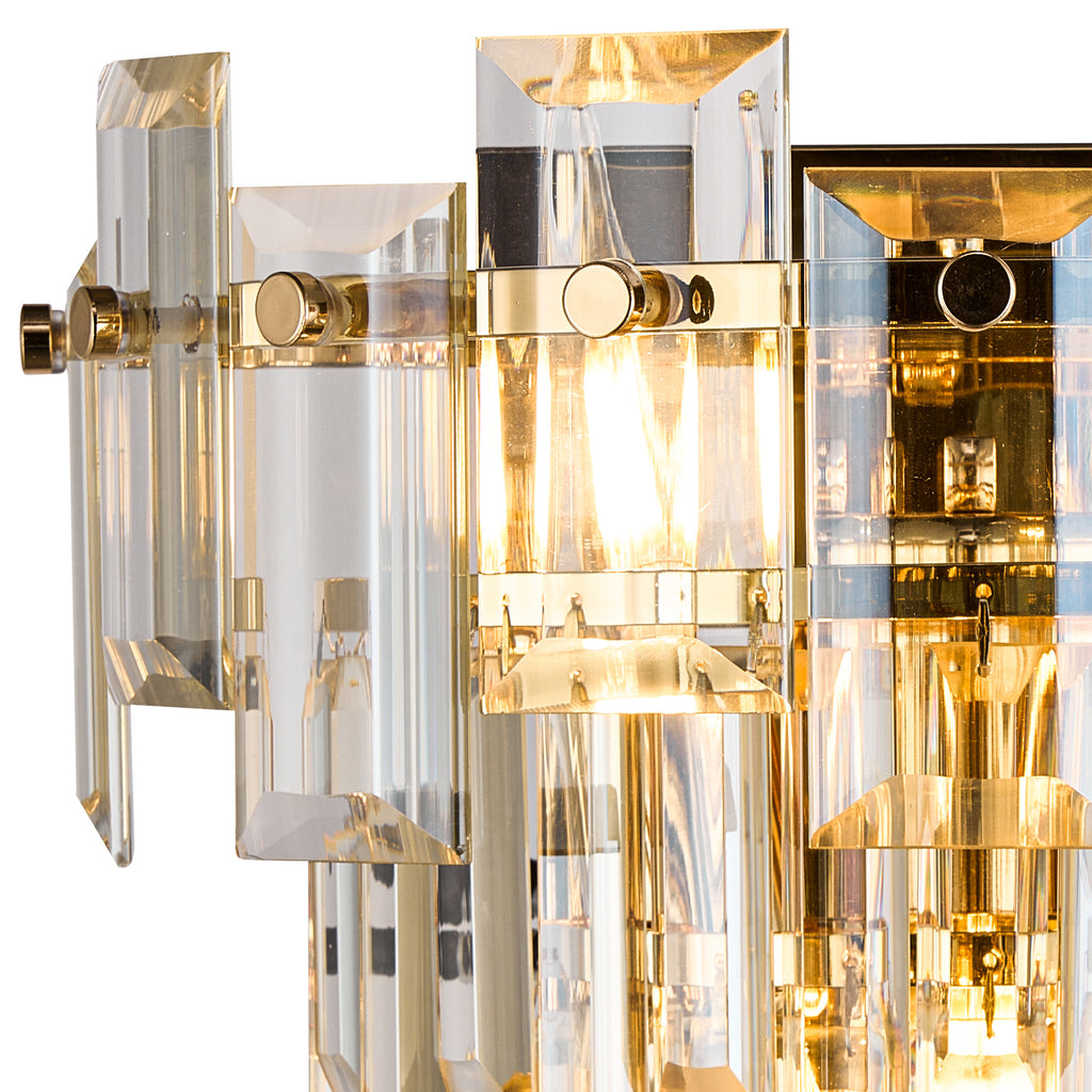 Georgia Wall Lamp 2 Light E14, French Gold and Faceted Glass in a Choice of 3 Colours.