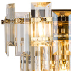 Georgia Wall Lamp 2 Light E14, French Gold and Faceted Glass in a Choice of 3 Colours.
