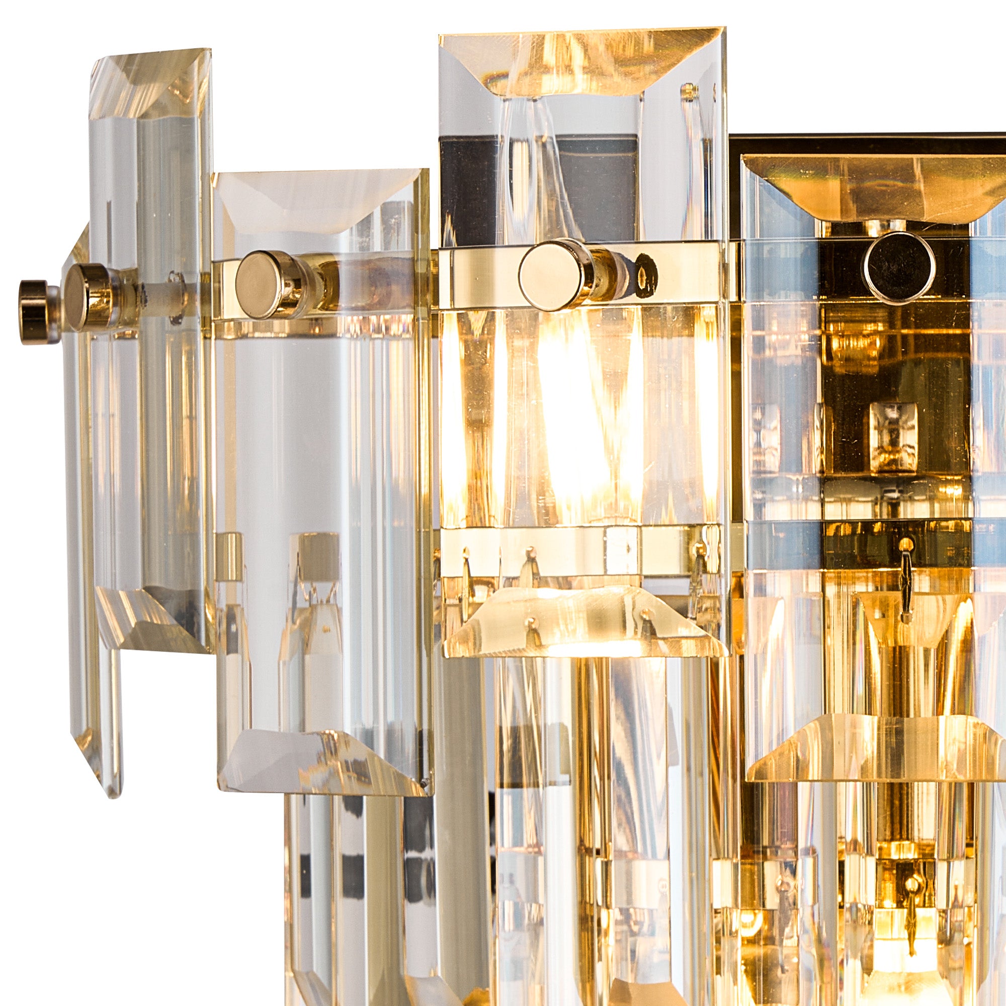 Georgia Wall Lamp 2 Light E14, French Gold and Faceted Glass in a Choice of 3 Colours.