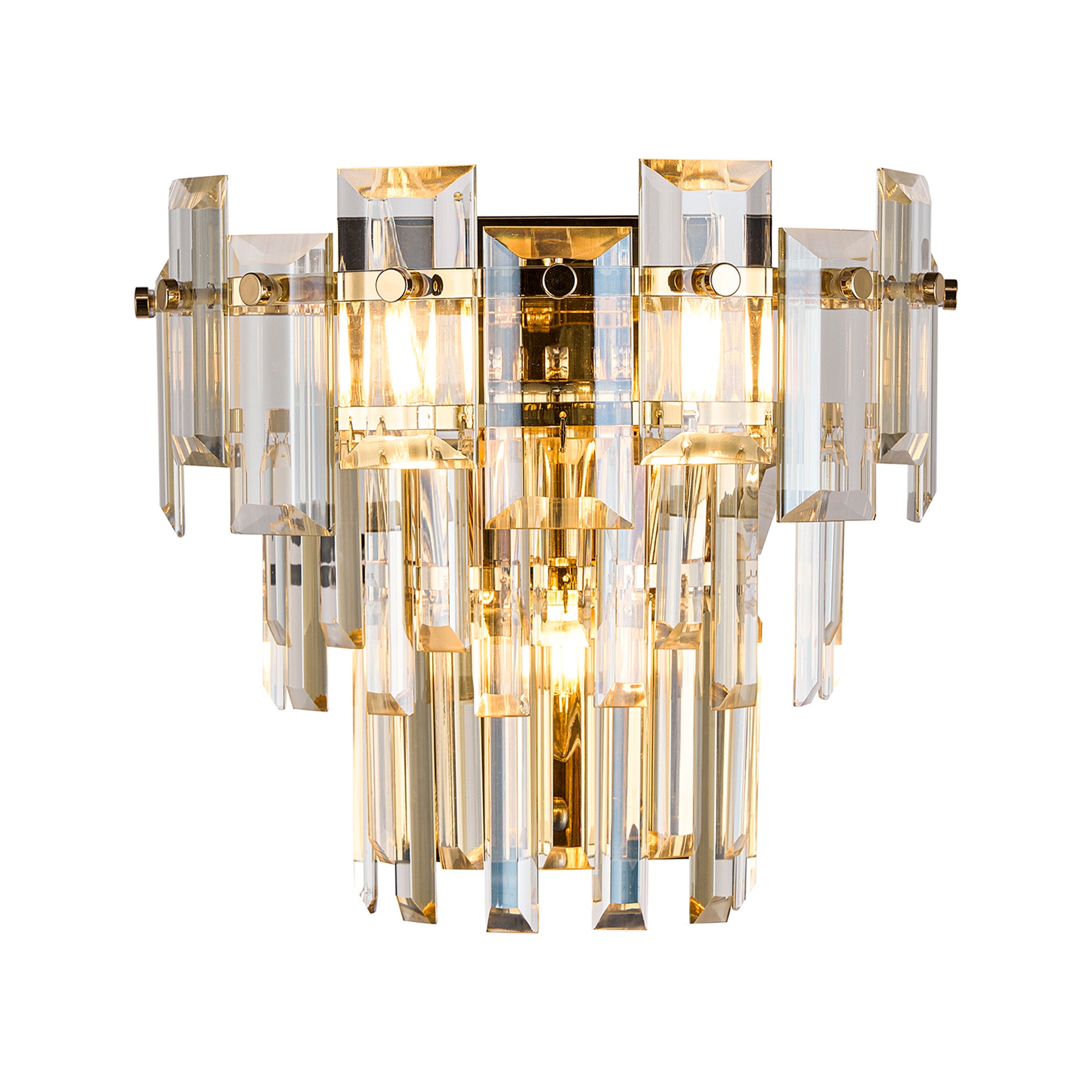 Georgia Wall Lamp 2 Light E14, French Gold and Faceted Glass in a Choice of 3 Colours.