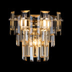 Georgia Wall Lamp 2 Light E14, Polished Nickel and Faceted Glass in a Choice of 3 Colours.