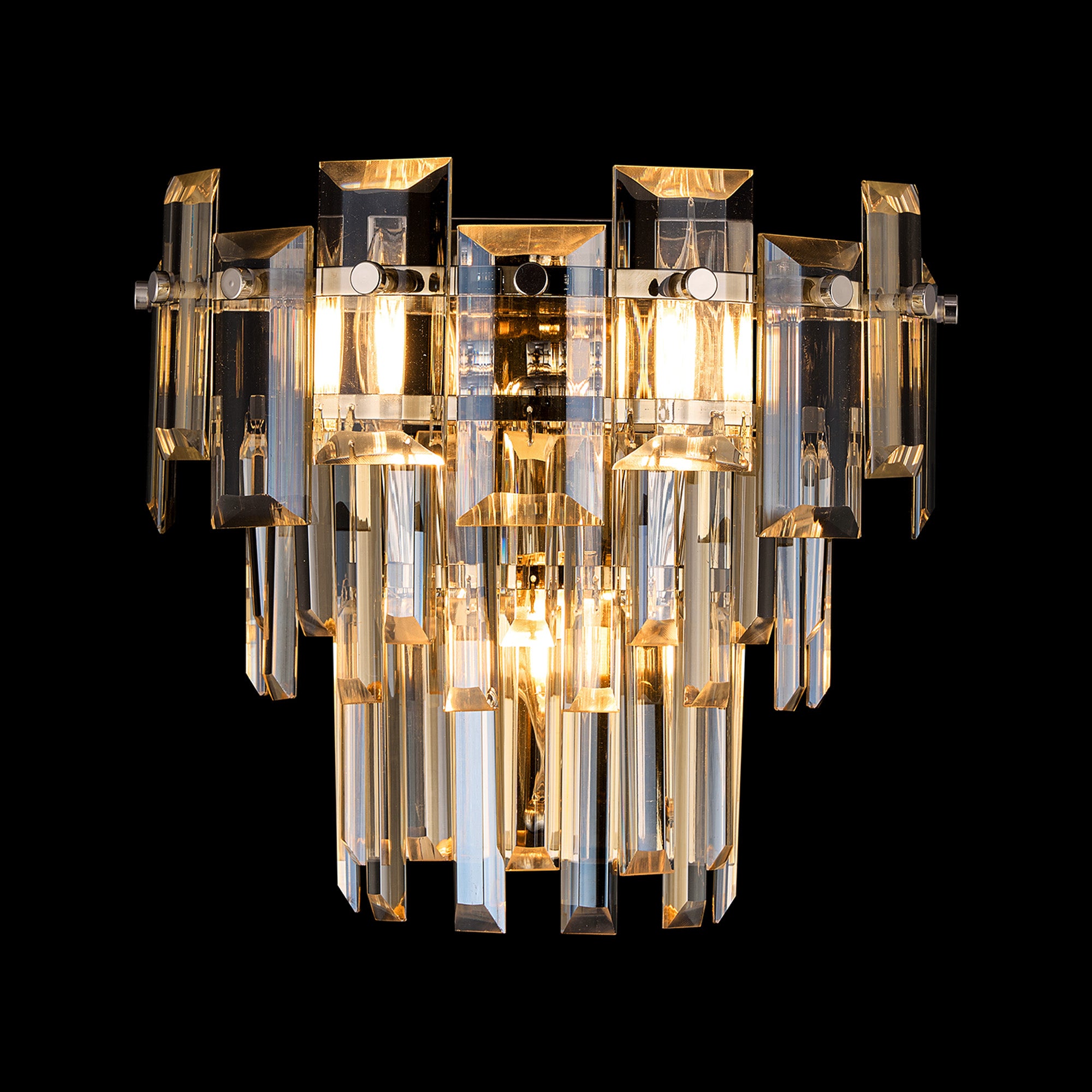 Georgia Wall Lamp 2 Light E14, Polished Nickel and Faceted Glass in a Choice of 3 Colours.