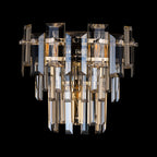 Georgia Wall Lamp 2 Light E14, Polished Nickel and Faceted Glass in a Choice of 3 Colours.