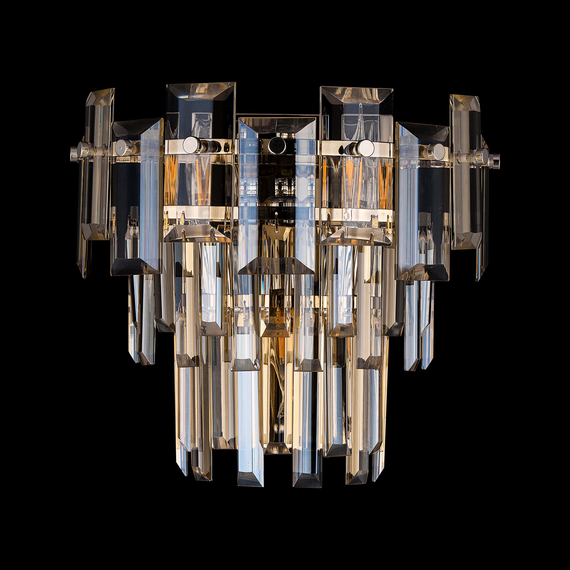 Georgia Wall Lamp 2 Light E14, Polished Nickel and Faceted Glass in a Choice of 3 Colours.