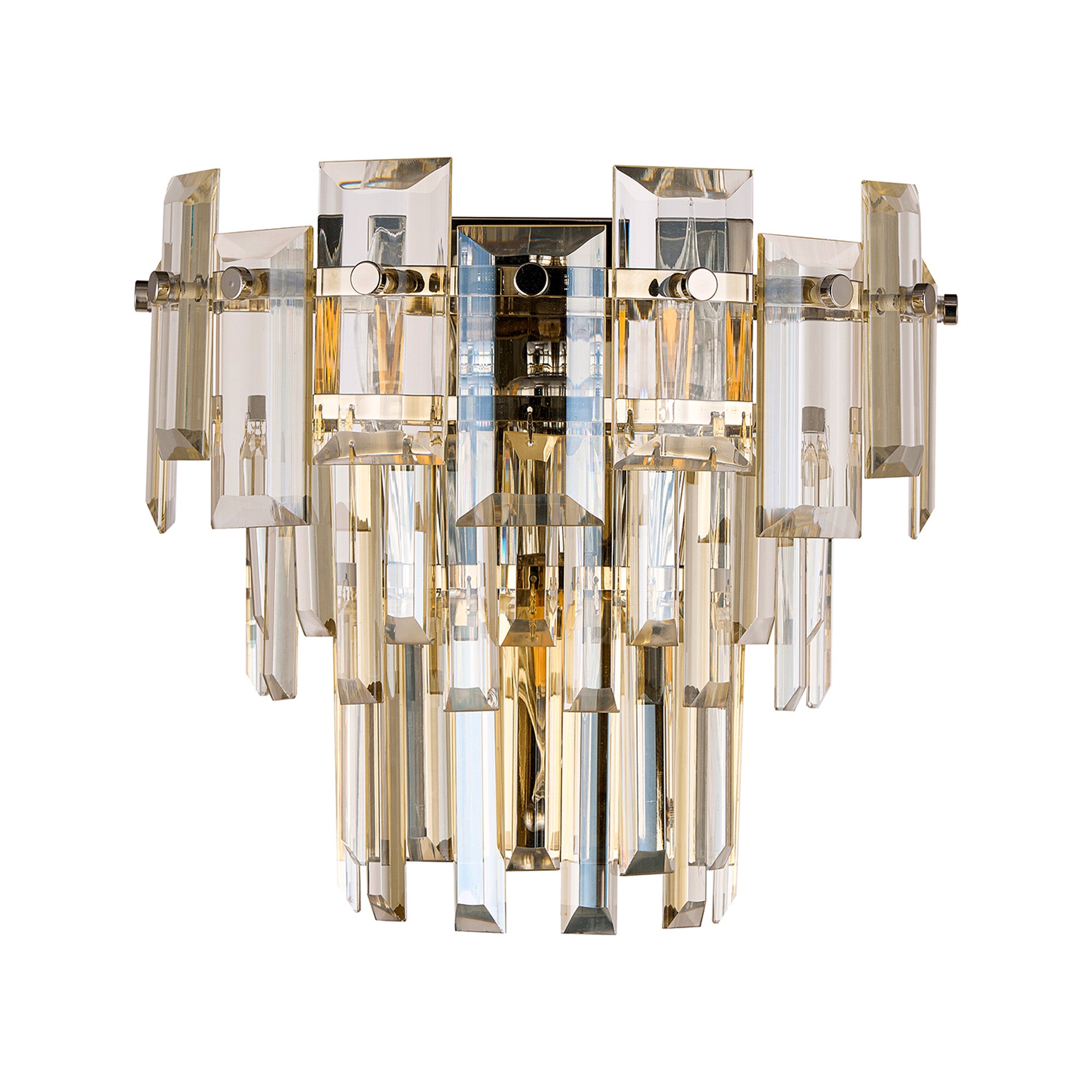 Georgia Wall Lamp 2 Light E14, Polished Nickel and Faceted Glass in a Choice of 3 Colours.