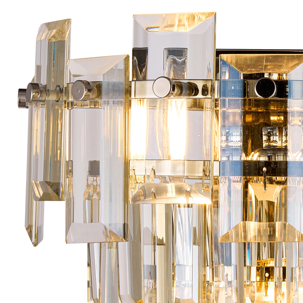 Georgia Wall Lamp 2 Light E14, Polished Nickel and Faceted Glass in a Choice of 3 Colours.