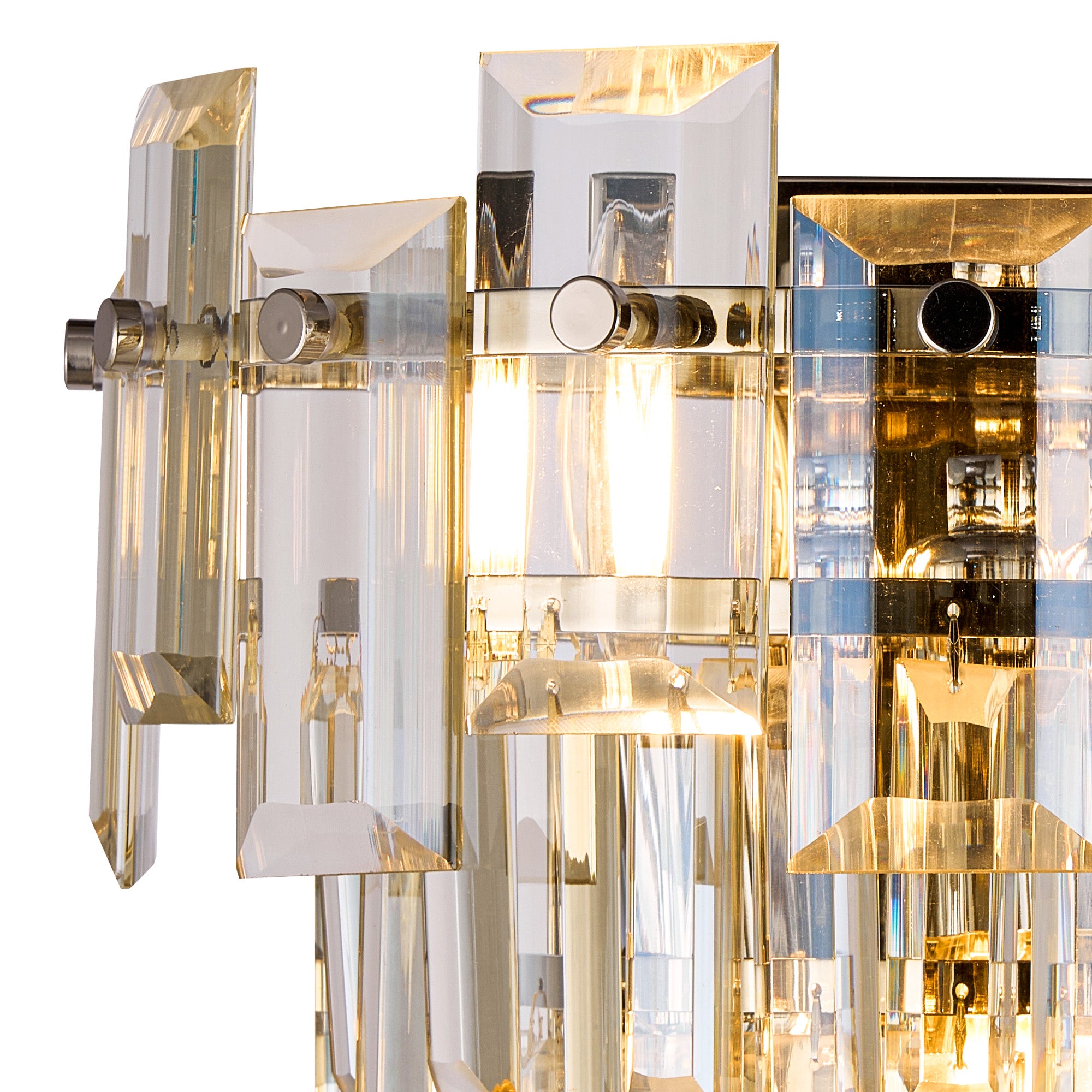 Georgia Wall Lamp 2 Light E14, Polished Nickel and Faceted Glass in a Choice of 3 Colours.