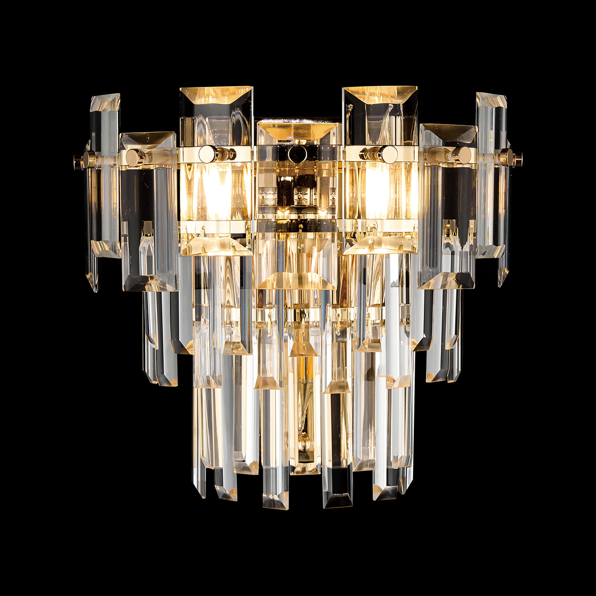 Georgia Wall Lamp 2 Light E14, French Gold and Faceted Glass in a Choice of 3 Colours.
