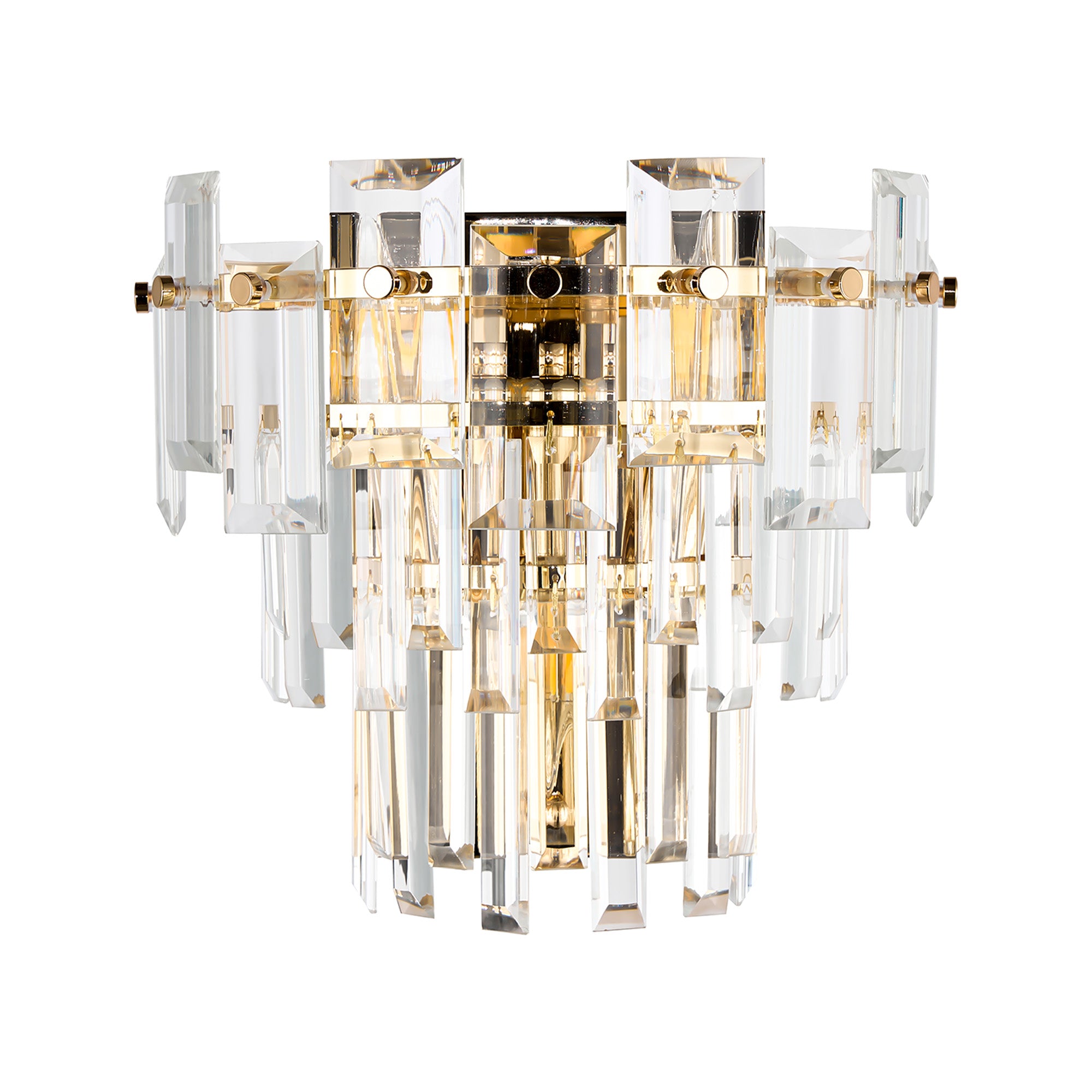 Georgia Wall Lamp 2 Light E14, French Gold and Faceted Glass in a Choice of 3 Colours.