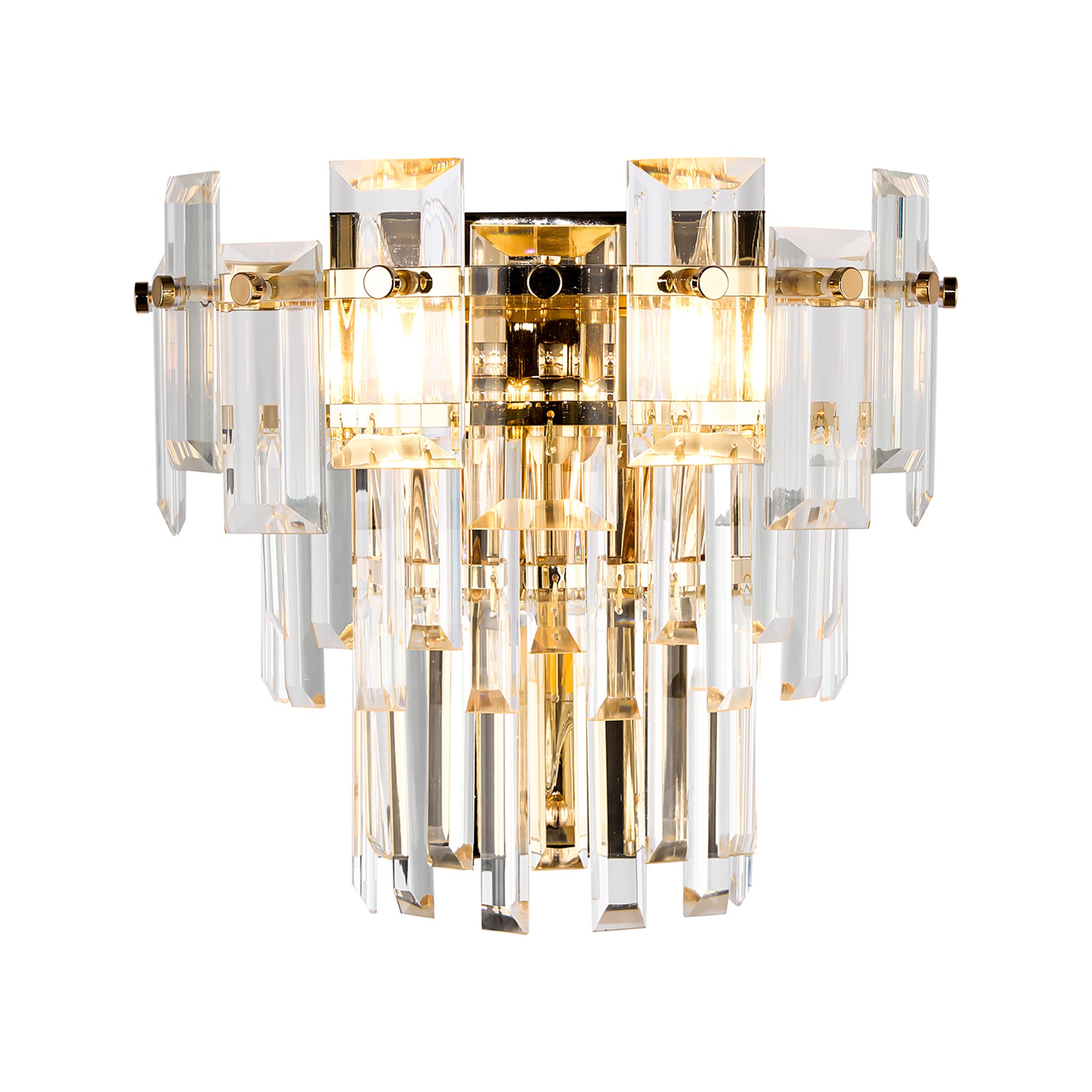 Georgia Wall Lamp 2 Light E14, French Gold and Faceted Glass in a Choice of 3 Colours.