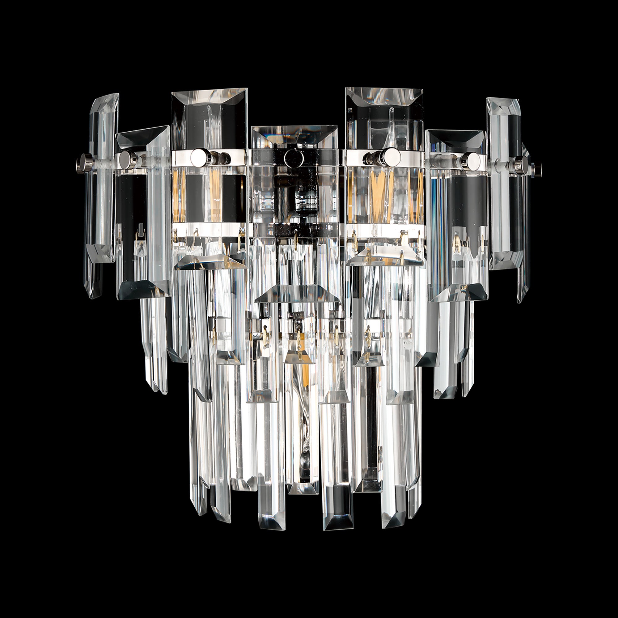 Georgia Wall Lamp 2 Light E14, Polished Nickel and Faceted Glass in a Choice of 3 Colours.