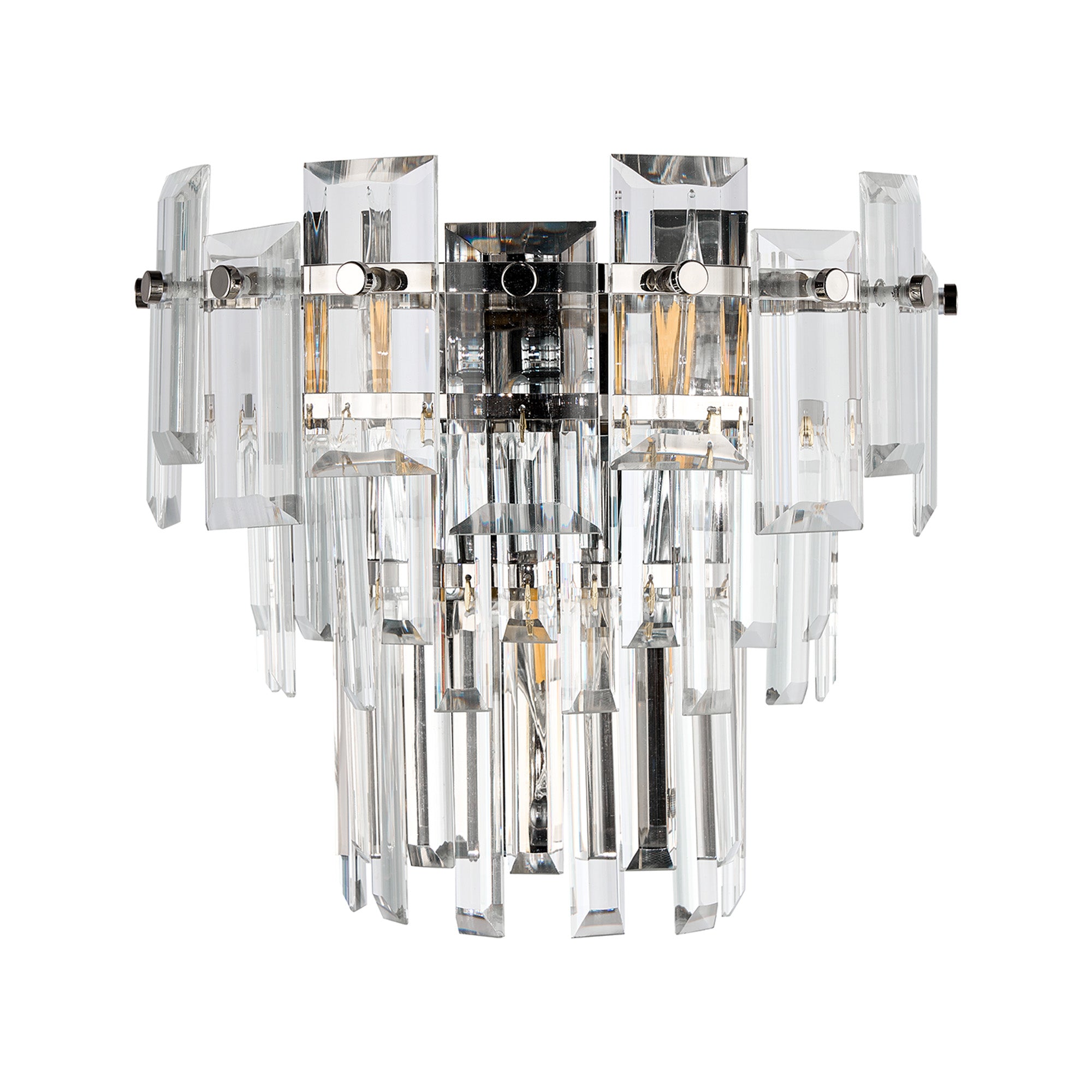 Georgia Wall Lamp 2 Light E14, Polished Nickel and Faceted Glass in a Choice of 3 Colours.