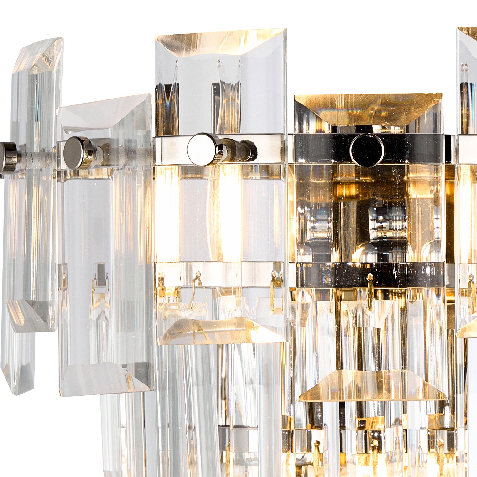 Georgia Wall Lamp 2 Light E14, Polished Nickel and Faceted Glass in a Choice of 3 Colours.