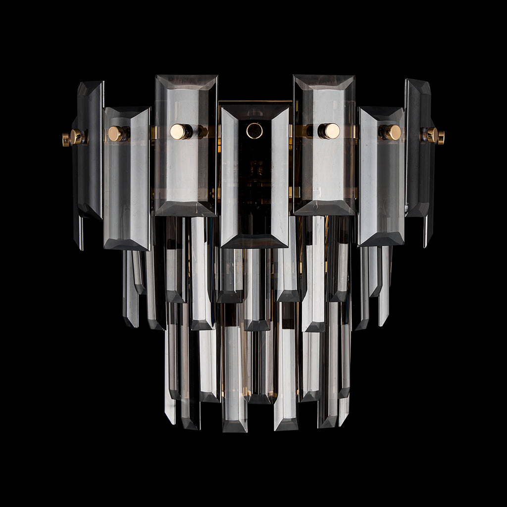 Georgia Wall Lamp 2 Light E14, French Gold and Faceted Glass in a Choice of 3 Colours.