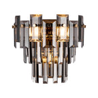 Georgia Wall Lamp 2 Light E14, French Gold and Faceted Glass in a Choice of 3 Colours.