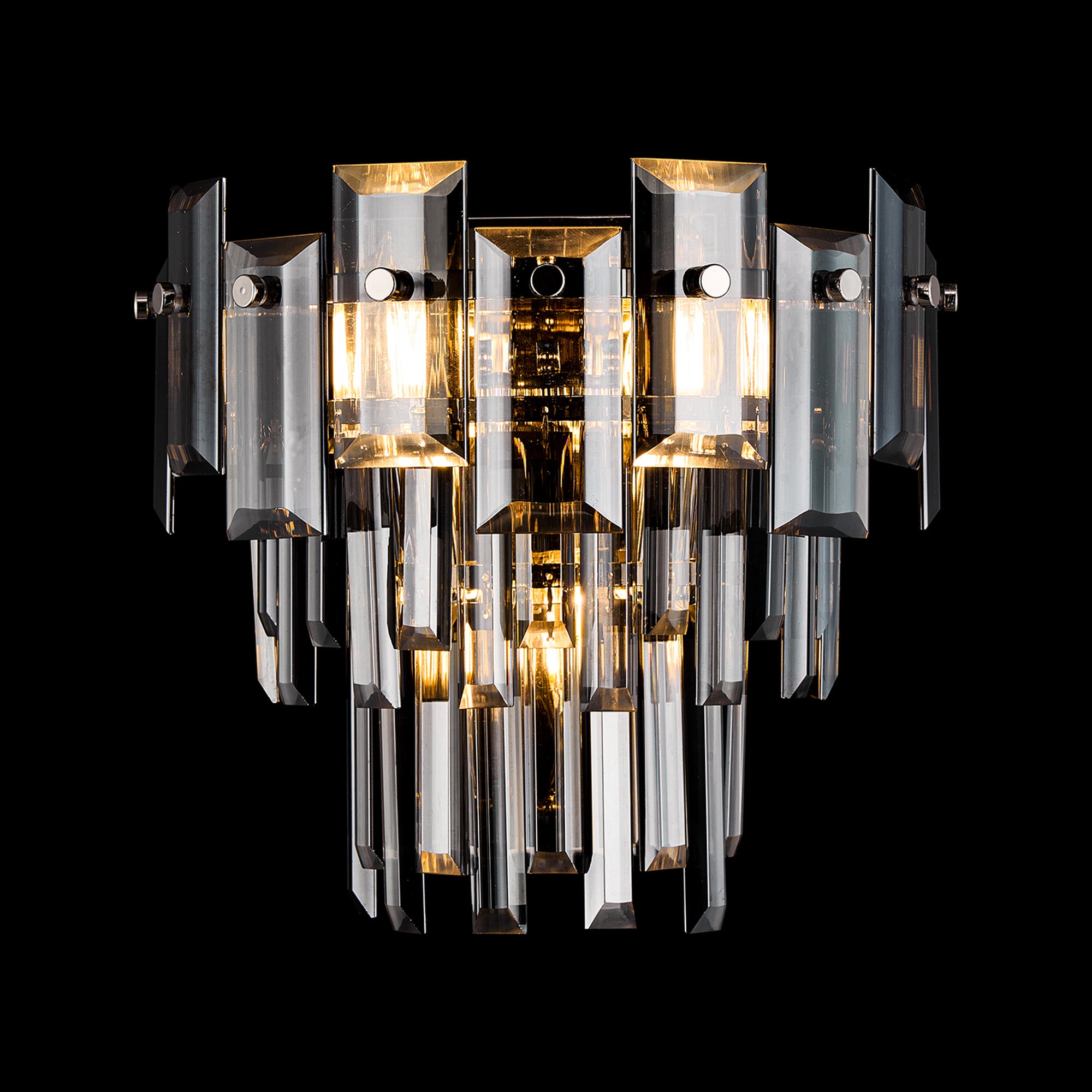Georgia Wall Lamp 2 Light E14, Polished Nickel and Faceted Glass in a Choice of 3 Colours.