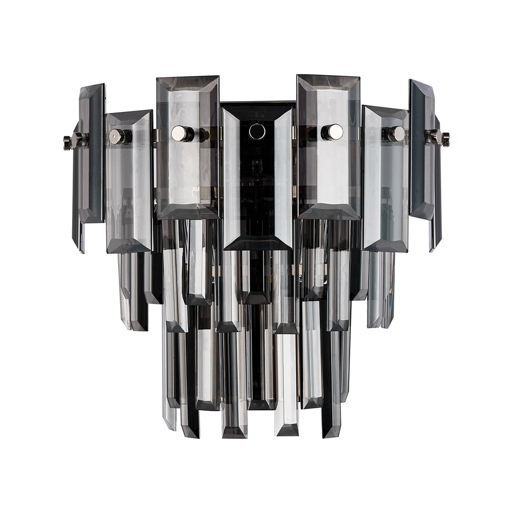 Georgia Wall Lamp 2 Light E14, Polished Nickel and Faceted Glass in a Choice of 3 Colours.