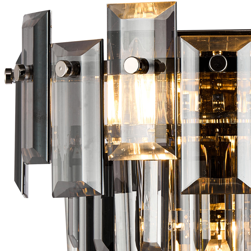 Georgia Wall Lamp 2 Light E14, Polished Nickel and Faceted Glass in a Choice of 3 Colours.