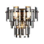 Georgia Wall Lamp 2 Light E14, Polished Nickel and Faceted Glass in a Choice of 3 Colours.