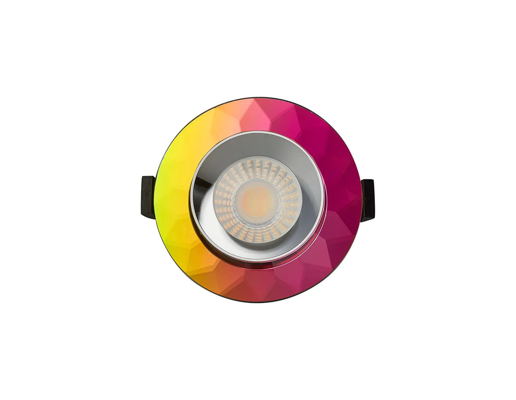 Luminosity Designs - Giza Sleek Designer Colour Selectable IP65 Downlight With Chamfered Cut Crystal Circular Bezel - Luminosity Designs Ltd
