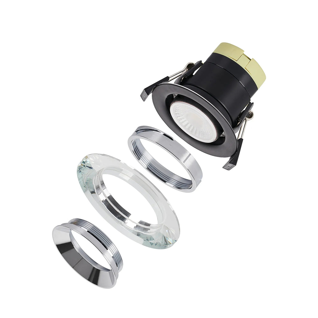 Luminosity Designs - Giza Sleek Designer Colour Selectable IP65 Downlight With Chamfered Cut Crystal Circular Bezel - Luminosity Designs Ltd