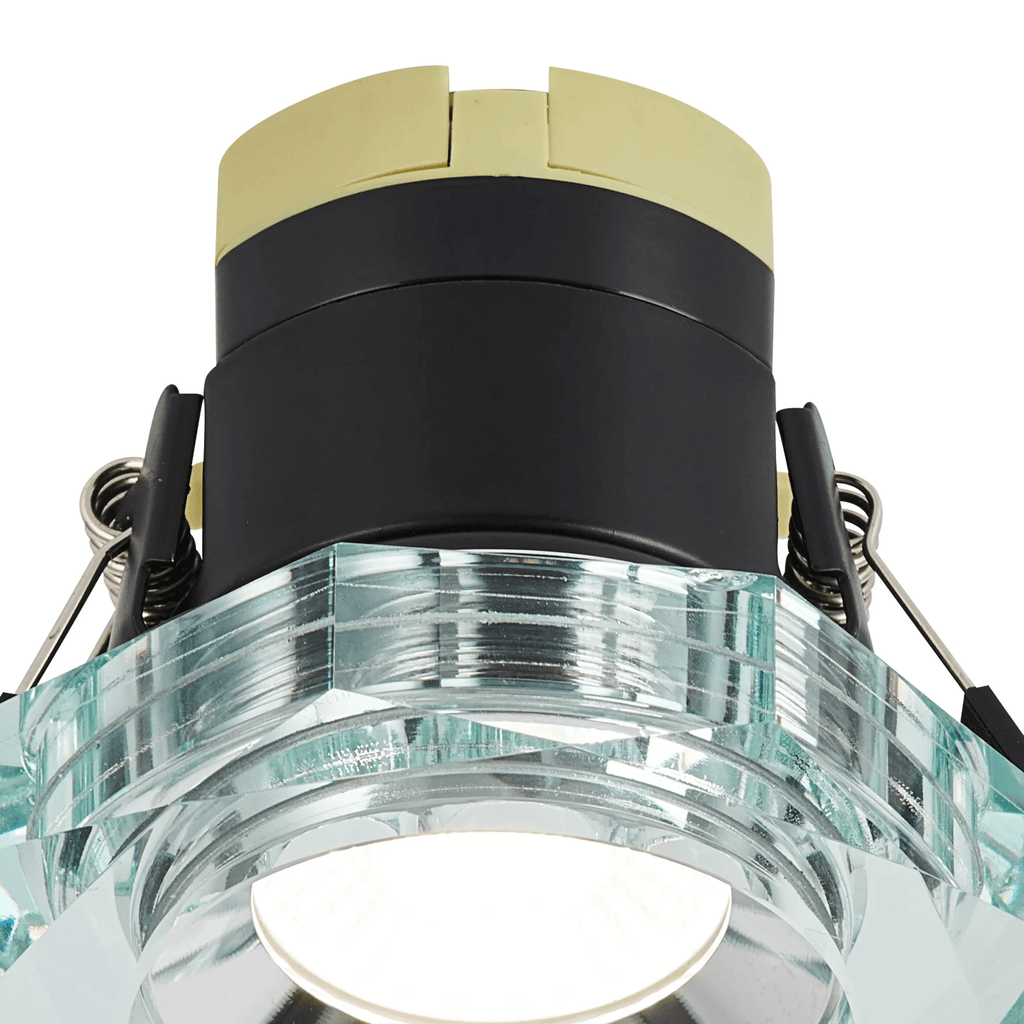 Luminosity Designs - Giza Sleek Designer Colour Selectable IP65 Downlight With Hexagonal Faceted Cut Crystal Circular Bezel - Luminosity Designs Ltd