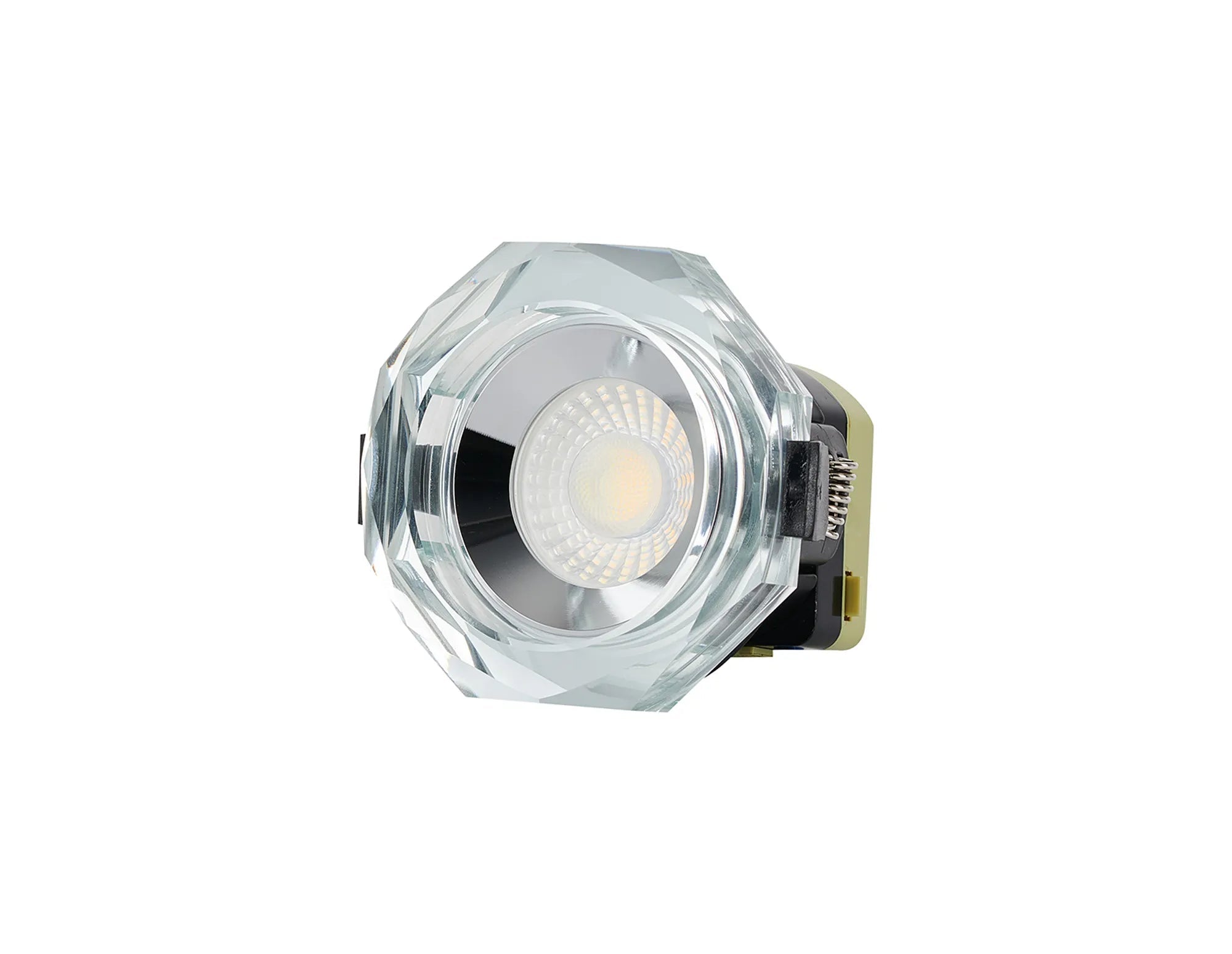 Luminosity Designs - Giza Sleek Designer Colour Selectable IP65 Downlight With Hexagonal Faceted Cut Crystal Circular Bezel - Luminosity Designs Ltd