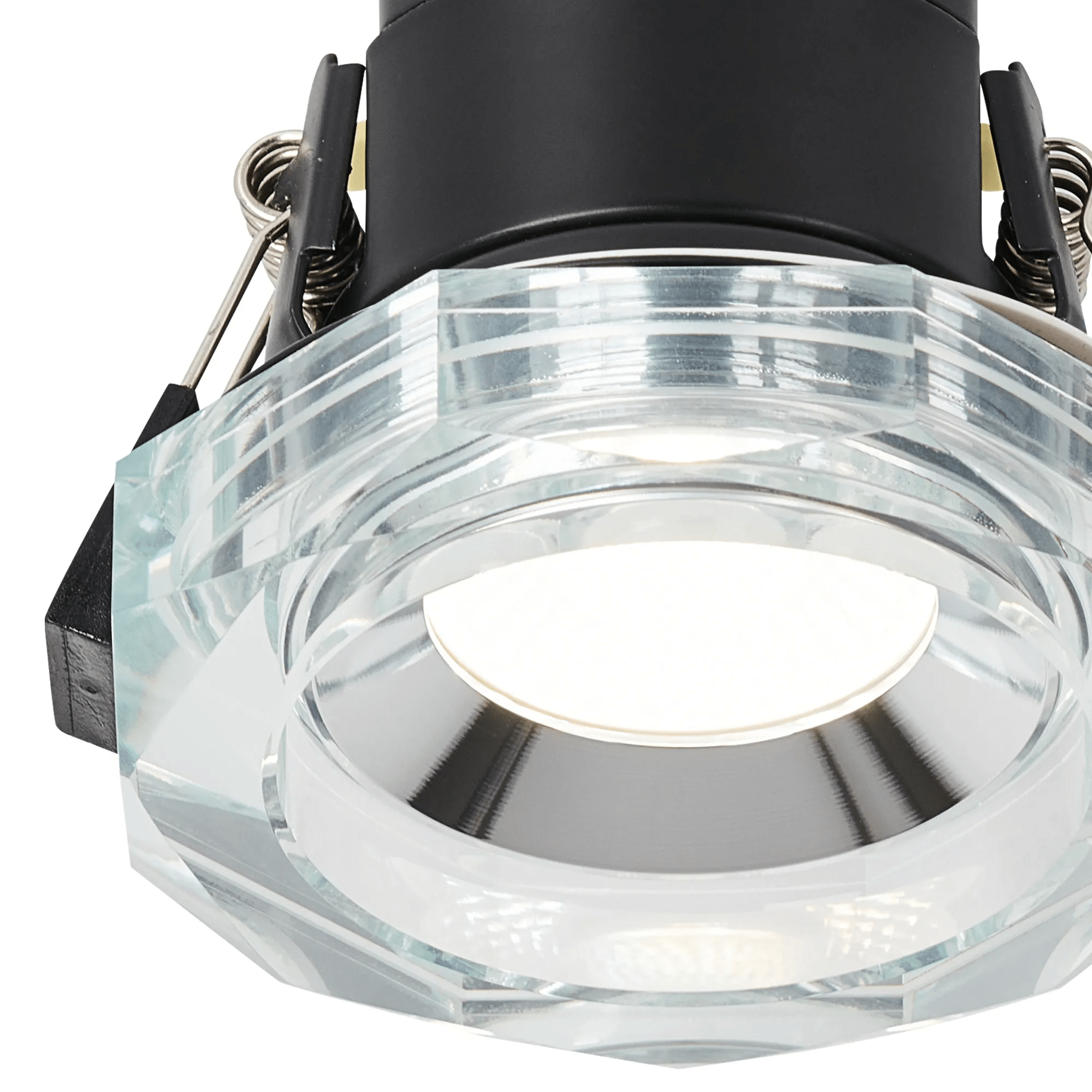 Luminosity Designs - Giza Sleek Designer Colour Selectable IP65 Downlight With Hexagonal Faceted Cut Crystal Circular Bezel - Luminosity Designs Ltd