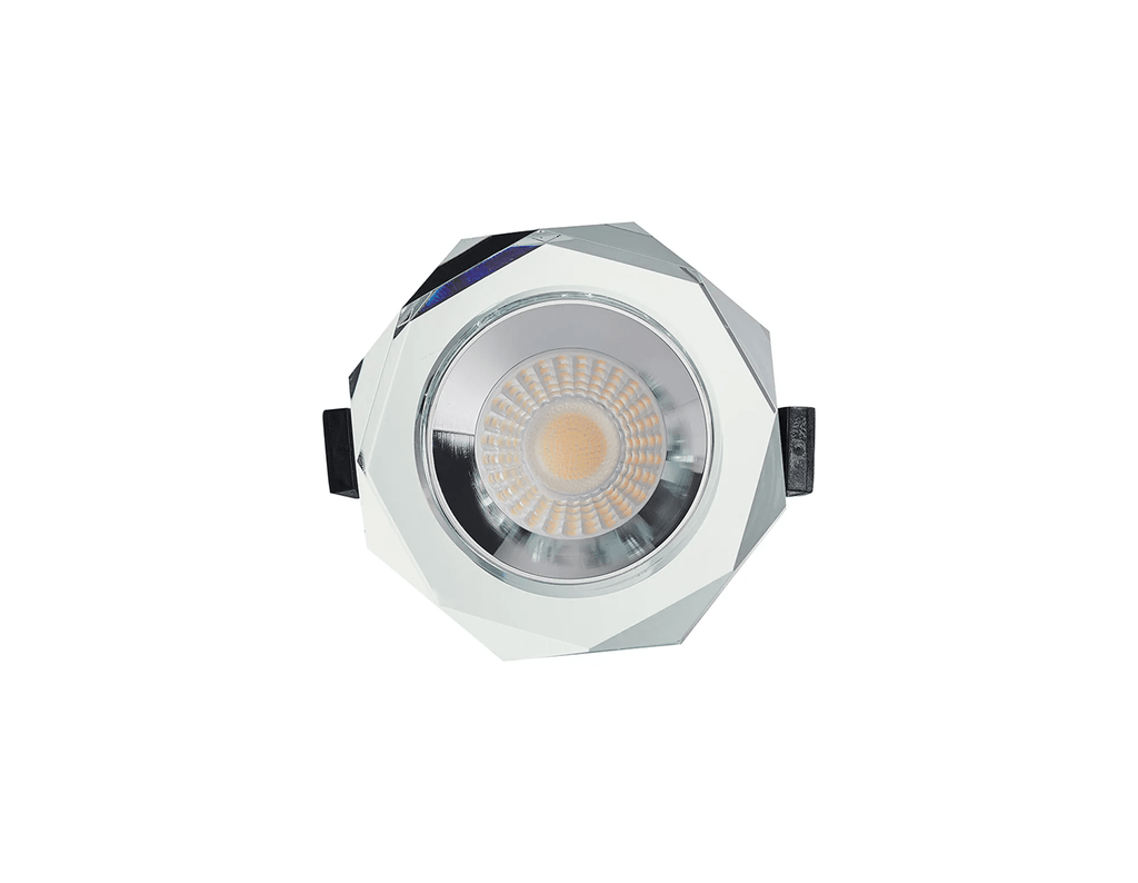 Luminosity Designs - Giza Sleek Designer Colour Selectable IP65 Downlight With Hexagonal Faceted Cut Crystal Circular Bezel - Luminosity Designs Ltd