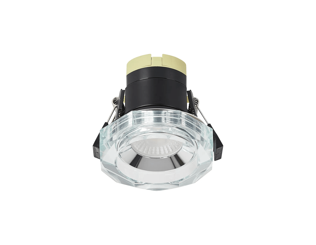 Luminosity Designs - Giza Sleek Designer Colour Selectable IP65 Downlight With Hexagonal Faceted Cut Crystal Circular Bezel - Luminosity Designs Ltd
