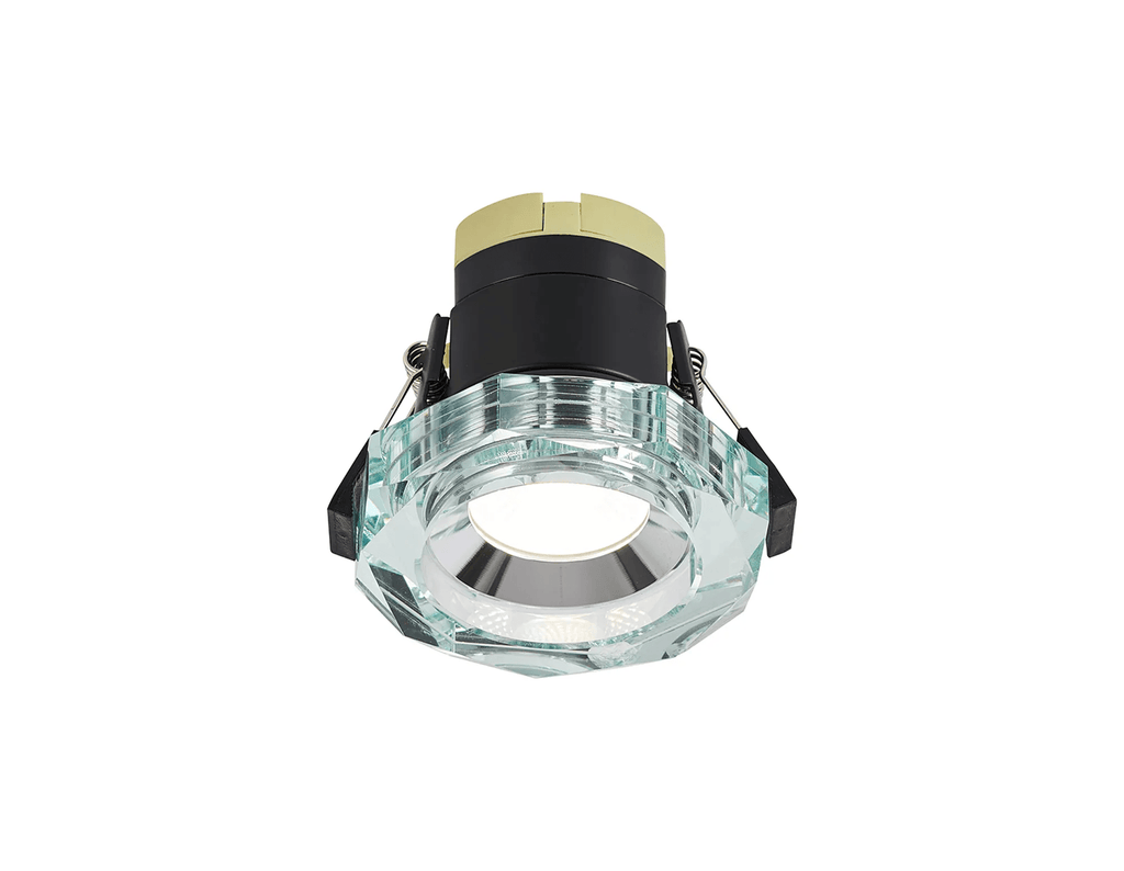 Luminosity Designs - Giza Sleek Designer Colour Selectable IP65 Downlight With Hexagonal Faceted Cut Crystal Circular Bezel - Luminosity Designs Ltd