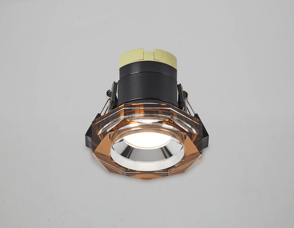 Luminosity Designs - Giza Sleek Designer Colour Selectable IP65 Downlight With Hexagonal Faceted Cut Crystal Circular Bezel - Luminosity Designs Ltd