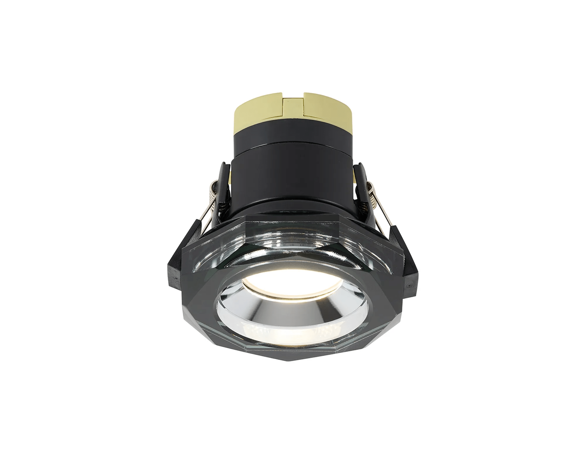 Luminosity Designs - Giza Sleek Designer Colour Selectable IP65 Downlight With Hexagonal Faceted Cut Crystal Circular Bezel - Luminosity Designs Ltd