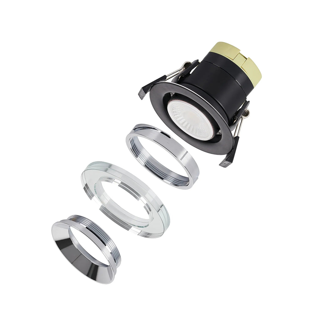 Luminosity Designs - Giza Sleek Designer Colour Selectable IP65 Downlight With Shallow Crystal Circular Bezel - Luminosity Designs Ltd