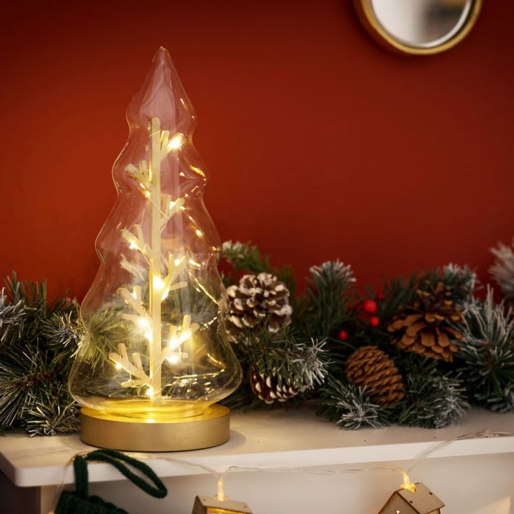 lse - Glass Battery Operated Christmas Tree with 20 LED Lights - Luminosity Designs Ltd
