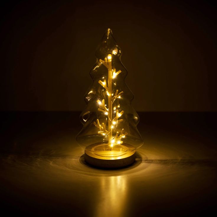 lse - Glass Battery Operated Christmas Tree with 20 LED Lights - Luminosity Designs Ltd
