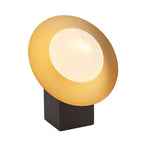 Endon - Gold & bronze dish table light with pebble shaped glass - Luminosity Designs Ltd