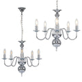 lse - Gothica 5 Way Chromed Ceiling Light with Curved Arms, Chain Fixing, 5x E14 (24073) - Luminosity Designs Ltd