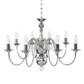 lse - Gothica 8 Way Chromed Ceiling Light with Curved Arms, Chain Fixing, 8x E14 (22130) - Luminosity Designs Ltd