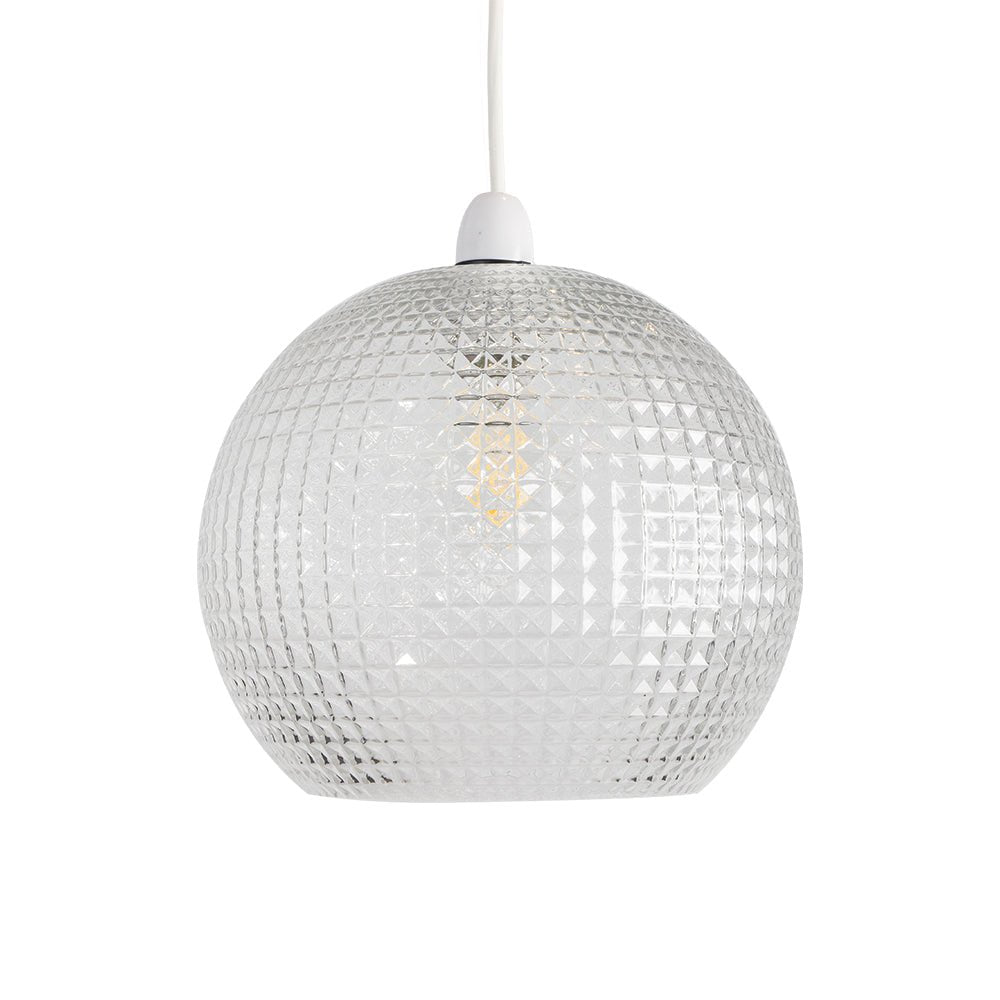 Granby Non Electric Open Ball Glass Square Faceted Shade for Ceiling Pendants (Oaks 4486 NE) - Luminosity Designs Ltd