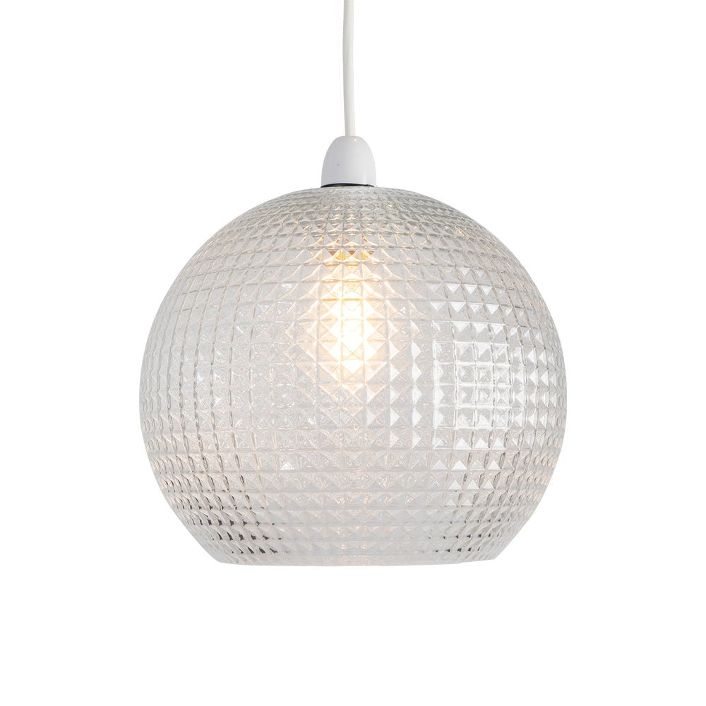 Granby Non Electric Open Ball Glass Square Faceted Shade for Ceiling Pendants (Oaks 4486 NE) - Luminosity Designs Ltd