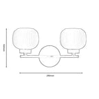 Oaks Lighting - Hadden 2 Light Wall Light With Black Framework and Opal Ribbed Glass, 2x G9 Bulbs - Luminosity Designs Ltd