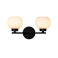 Oaks Lighting - Hadden 2 Light Wall Light With Black Framework and Opal Ribbed Glass, 2x G9 Bulbs - Luminosity Designs Ltd