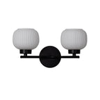 Oaks Lighting - Hadden 2 Light Wall Light With Black Framework and Opal Ribbed Glass, 2x G9 Bulbs - Luminosity Designs Ltd