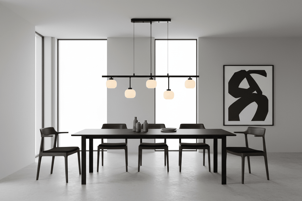 Oaks Lighting - Hadden Hadden 5 Light Bar With Black Framework and Opal Ribbed Glass, 5x G9 Bulbs - Luminosity Designs Ltd