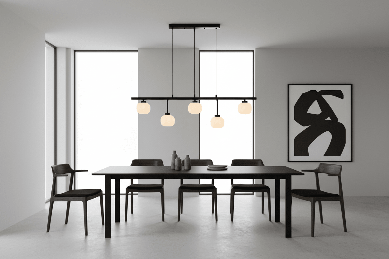 Oaks Lighting - Hadden Hadden 5 Light Bar With Black Framework and Opal Ribbed Glass, 5x G9 Bulbs - Luminosity Designs Ltd